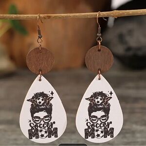 New soccer mom dangle faux leather earrings